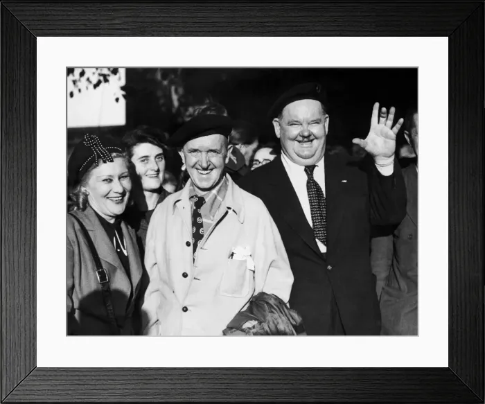 Framed Print : The scene outside Coventry station last night when film comedians Laurel