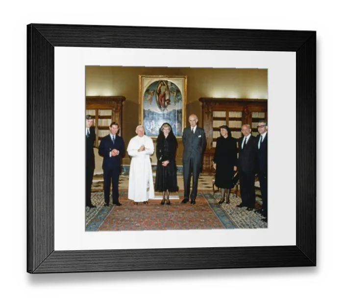 Framed Print : Prince Charles and Princess Diana meet Pope John Paul II at the Vatican in Rome