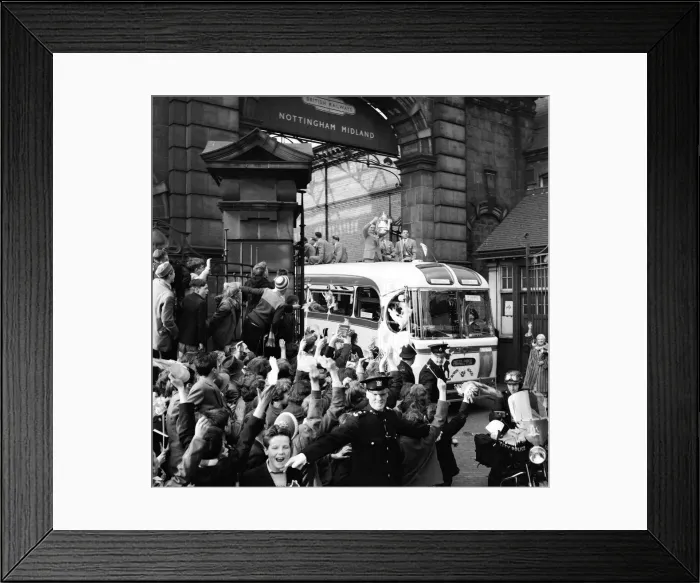 Framed Print : Nottingham Forest team on a tour of the city of Nottingham following their FA Cup final Framed Print : Nottingham Forest team on a tour of the city of Nottingham following their FA Cup final