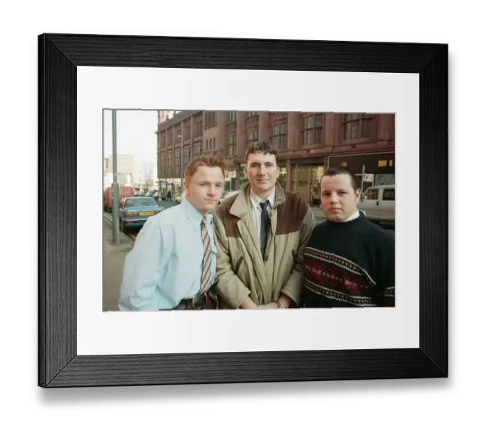 Framed Print : Three football supporters who obtained services at Birmingham City football ground Framed Print : Three football supporters who obtained services at Birmingham City football ground