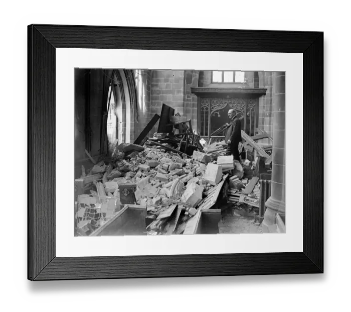 Framed Print : Interior view of St Martins church in Birmingham during the Second World War Framed Print : Interior view of St Martins church in Birmingham during the Second World War