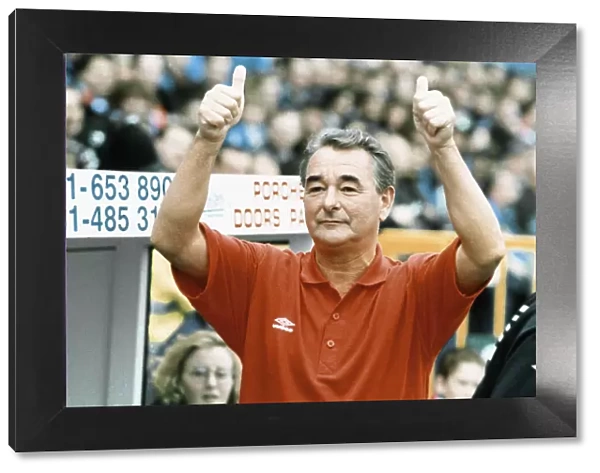 Nottingham Forest manager Brian Clough gives the thumbs up sign the crowd August 1992