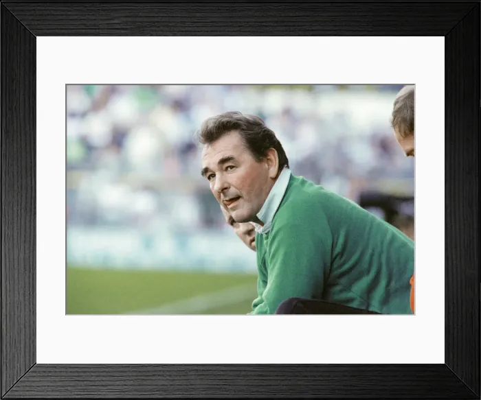 Framed Print : Brian Clough manager of Nottingham Forest Football Club watching his side Framed Print : Brian Clough manager of Nottingham Forest Football Club watching his side