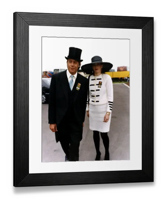 Framed Print : Henry Cecil Racehorse Trainer with wife Natalie Payne Framed Print : Henry Cecil Racehorse Trainer with wife Natalie Payne