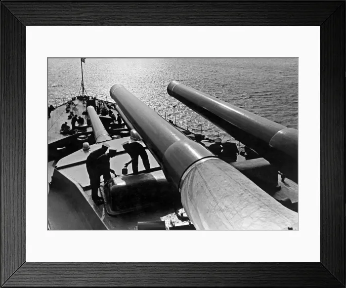Framed Print : Scene on deck of the Royal Sovereign class battleship HMS Ramillies of The Royal Navy