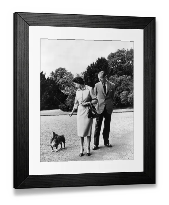 Framed Print : Queen Elizabeth II, Princess Elizabeth with Prince Philip at Windsor Castle - The Queen