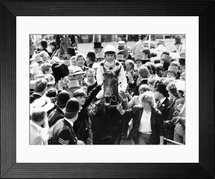Framed Print : No80 Reference Point with Steve Cauthen being escorted to the winners enclosure after