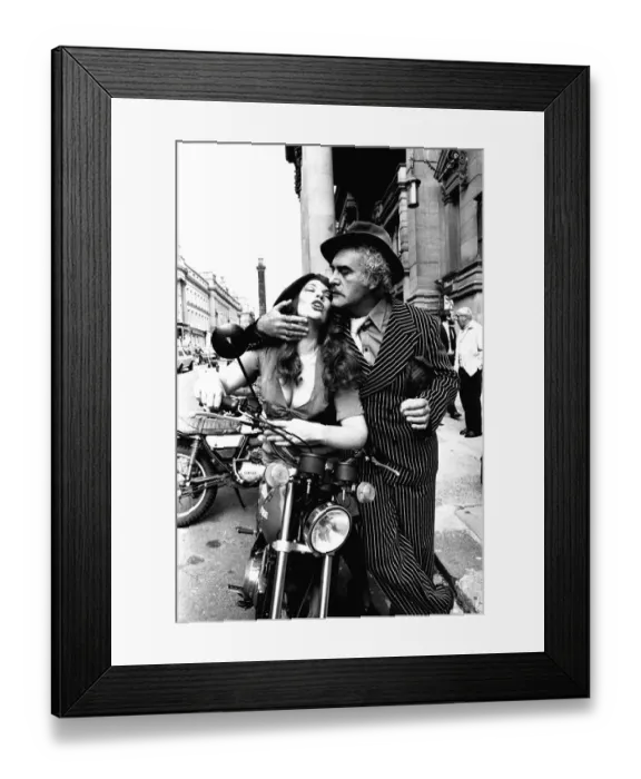 Framed Print : Federica Darla and Sally Erskine pose outside the Theatre Royal in Newcastle to promote