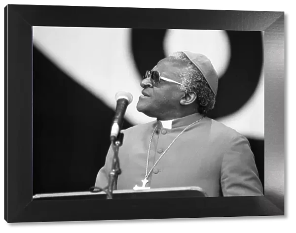 Archbishop Desmond Tutu, holds a religious gathering at Villa Park Football Stadium