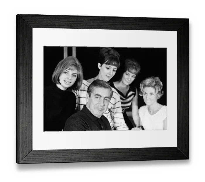 Framed Print : Tony Hancock and his girl dancers, rehearsing at the London Palladium. 8th August 1963