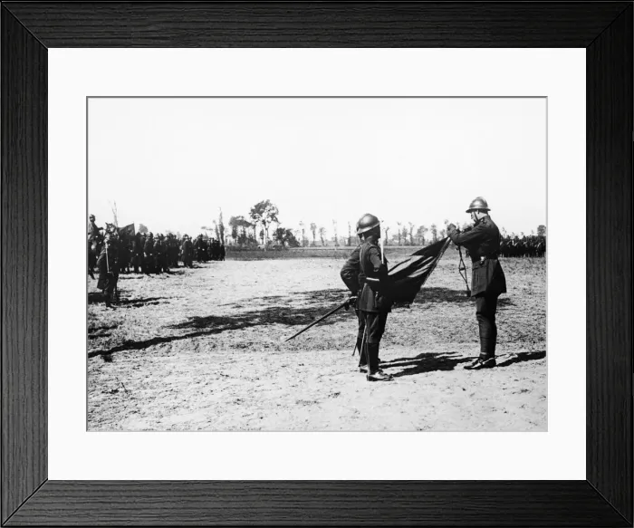 Framed Print : King Albert of Belgium seen here near Isenbergh, affixing the cross of the Order of Framed Print : King Albert of Belgium seen here near Isenbergh, affixing the cross of the Order of