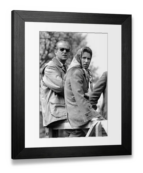 Framed Print : Princess Anne and her father Prince Philip watching the action at the Badminton horse