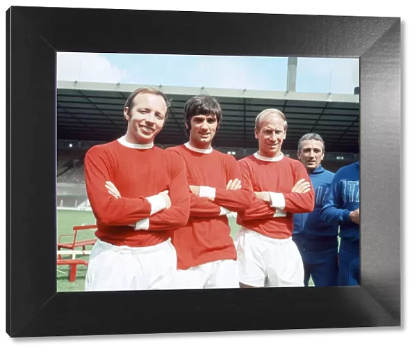 Manchester United footballer George Best at a photocall with Bobby Charlton