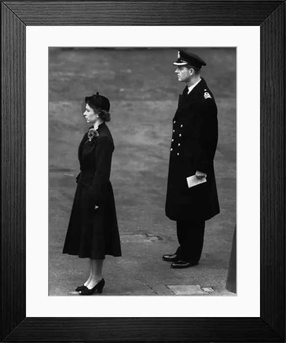 Framed Print : Queen Elizabeth II and Prince Philip during the Service of Remembrance at the Cenotaph