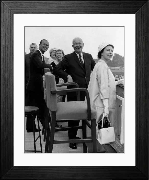 Framed Print : Queen Elizabeth II and Prince Philip with President and Mrs Eisenhower during their tour