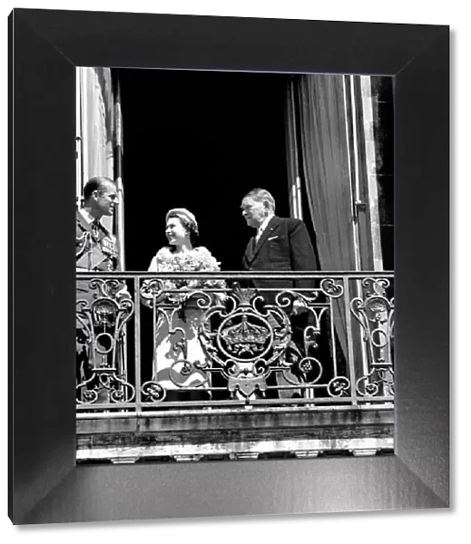 Queen and Duke state visit to France 9th April 1957. Queen