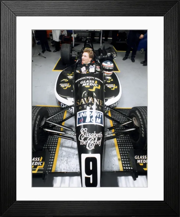 Framed Print : Christian Horner in his car at Silverstone, 14th February 1994 Framed Print : Christian Horner in his car at Silverstone, 14th February 1994