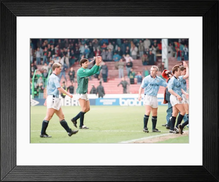 Framed Print : Manchester City 2-1 Derby County, league match at Maine Road, Saturday 20th April 1991 Framed Print : Manchester City 2-1 Derby County, league match at Maine Road, Saturday 20th April 1991