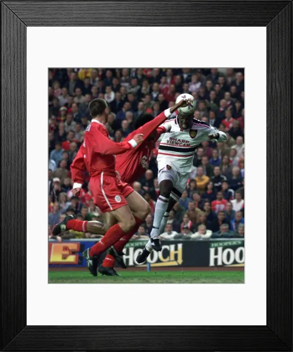 Framed Print : Dwight Yorke Manchester United scores against May 1999 Liverpool at Anfield Framed Print : Dwight Yorke Manchester United scores against May 1999 Liverpool at Anfield