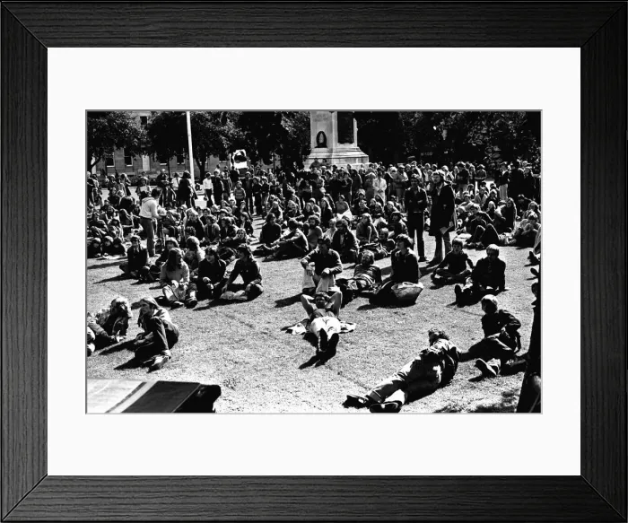 Framed Print : Actress Julie Christie attends a Stop the War Games Rally at Eldon Square in Newcastle 13