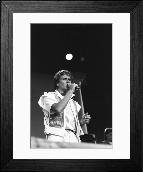 Framed Print : Duran Duran in Concert at Villa Park, Birmingham, Saturday 23rd July 1983. Simon Le Bon