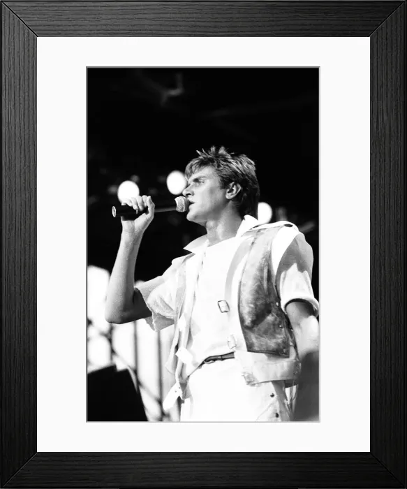 Framed Print : Duran Duran in Concert at Villa Park, Birmingham, Saturday 23rd July 1983. Simon Le Bon Framed Print : Duran Duran in Concert at Villa Park, Birmingham, Saturday 23rd July 1983. Simon Le Bon