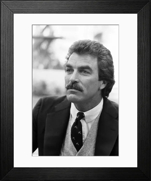 Framed Print : Tom Selleck, Actor, Photo-call, London, 2nd May 1985 Framed Print : Tom Selleck, Actor, Photo-call, London, 2nd May 1985