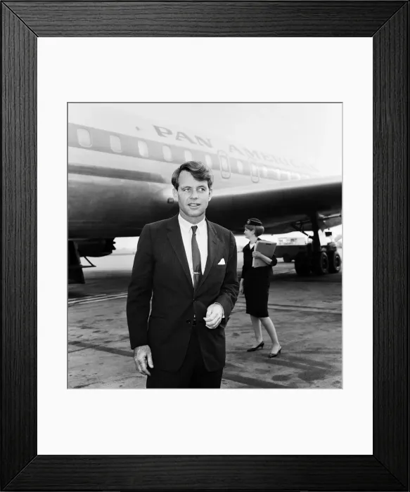 Framed Print : Robert Kennedy at London airport after he flew in from New York. 2nd June 1966