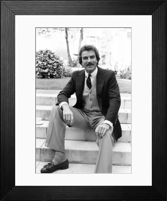 Framed Print : Tom Selleck, Actor, Photo-call, London, 2nd May 1985 Framed Print : Tom Selleck, Actor, Photo-call, London, 2nd May 1985