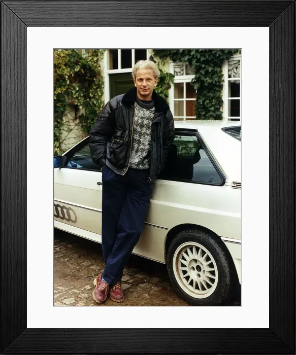 Framed Print : David Gower ex England Player standing beside white Audi Quatro. 24th January 1990 Framed Print : David Gower ex England Player standing beside white Audi Quatro. 24th January 1990