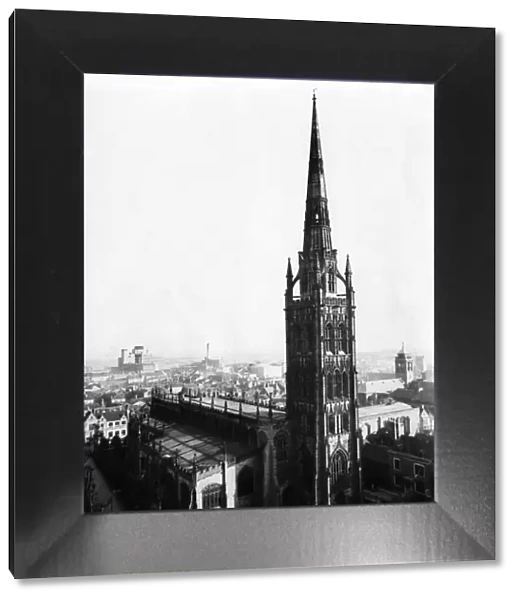 General view showing Coventry Cathedral, pre 1939