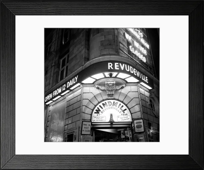 Framed Print : Exterior view of the Windmill Theatre in Londons West End. April 1958 Framed Print : Exterior view of the Windmill Theatre in Londons West End. April 1958