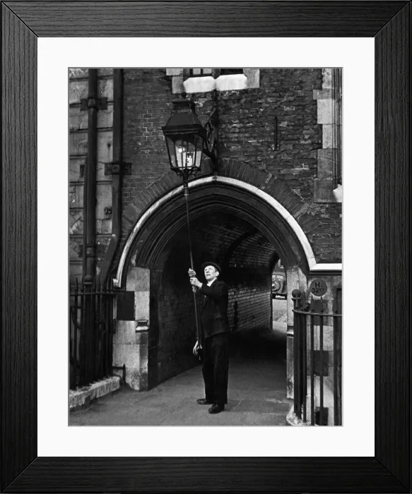 Framed Print : The lamplighter, Mr G Allwn who is employed by the Gas, Light and Coke company Framed Print : The lamplighter, Mr G Allwn who is employed by the Gas, Light and Coke company