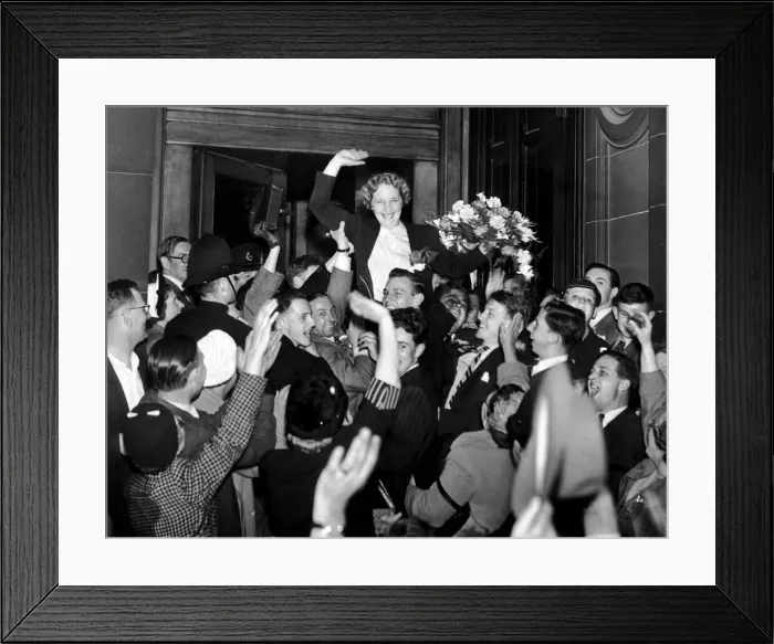 Framed Print : Edith Pitt, Conservative MP for Edgbaston is cheered by supporters after results are Framed Print : Edith Pitt, Conservative MP for Edgbaston is cheered by supporters after results are
