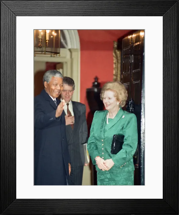 Framed Print : Nelson Mandela meets Margret Thatcher at No. 10 Downing Street. July 4, 1990