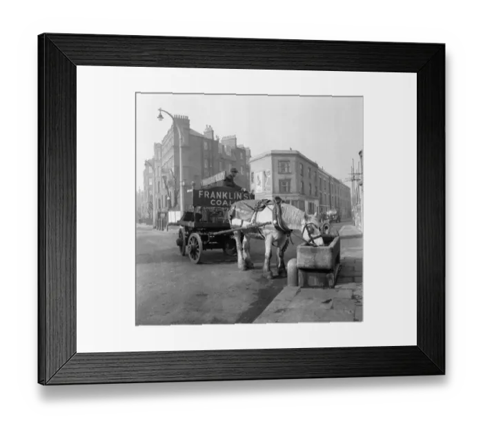 Framed Print : Horse and cart pulling coal through the sreets of London. Franklins Coal June 1955
