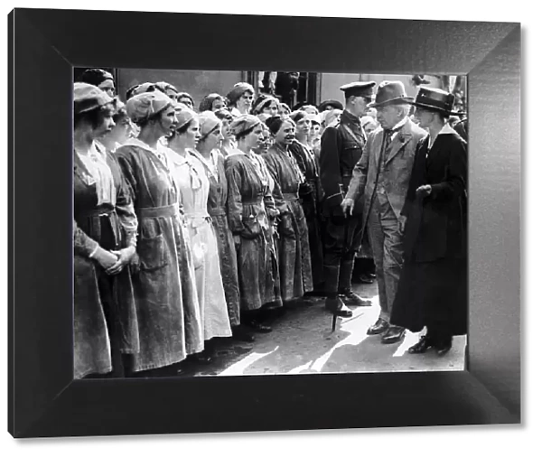 British Prime Minister David Lloyd George inspecting munitions workers during a visit to