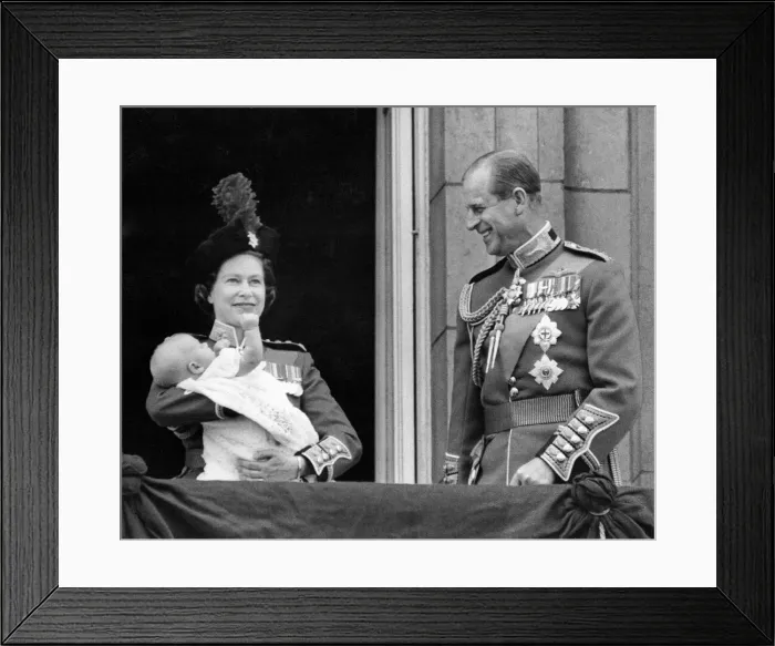 Framed Print : Queen Elizabeth II holds her youngest son Prince Edward in her arms as she stands with Framed Print : Queen Elizabeth II holds her youngest son Prince Edward in her arms as she stands with