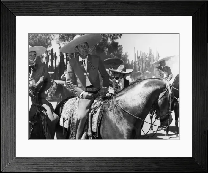 Framed Print : The Duke of Edinburgh in the costume of a Cowboy, when he broke his nine-day tour of Framed Print : The Duke of Edinburgh in the costume of a Cowboy, when he broke his nine-day tour of