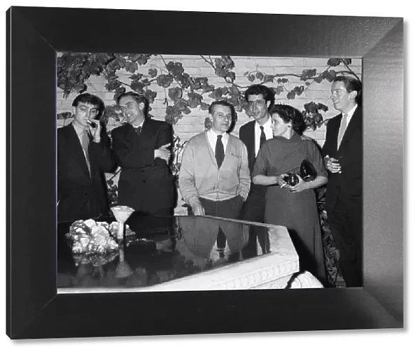 left-right, Bill Hopkins, John Wain, British film and theatre Director Lindsay Anderson