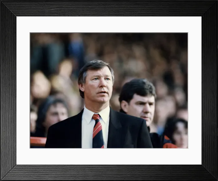 Framed Print : Manchester United manager Alex Ferguson with assistant Brian Kidd watching the action Framed Print : Manchester United manager Alex Ferguson with assistant Brian Kidd watching the action