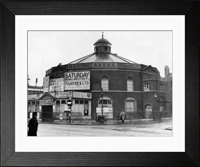 Framed Print : The Ring Boxing Arena at Blackfriars, where regular boxing Framed Print : The Ring Boxing Arena at Blackfriars, where regular boxing
