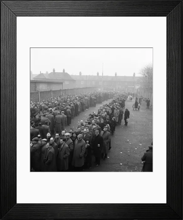 Framed Print : West Ham fans queue at Upton Park as tickets for their FA Cup match against Fulham go Framed Print : West Ham fans queue at Upton Park as tickets for their FA Cup match against Fulham go