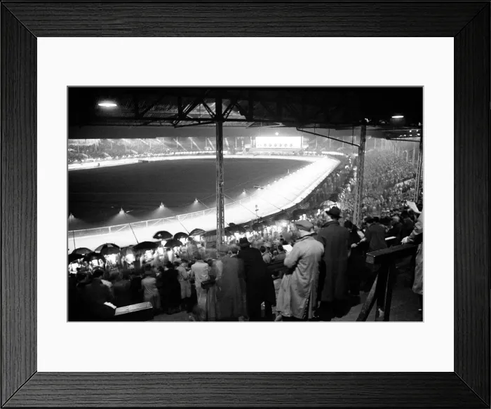 Framed Print : A night at the dogs, general views of the track and characters that work at the White Framed Print : A night at the dogs, general views of the track and characters that work at the White