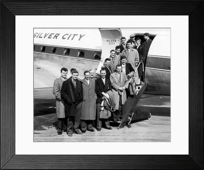 Framed Print : Birmingham City players and manager before boarding their plane for Portsmouth
