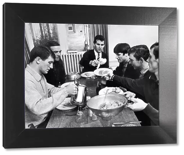 Birmingham City players enjoy lunch at Lilleshall Hall. Left to right are: Fenton, Wylie