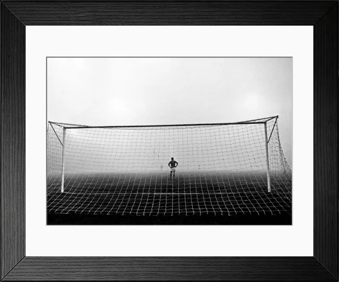Framed Print : Leeds United v. Birmingham City. Birmingham keeper Kelly stands alone in the fog during Framed Print : Leeds United v. Birmingham City. Birmingham keeper Kelly stands alone in the fog during
