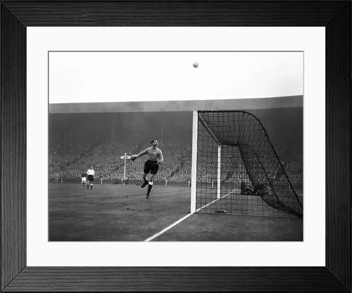 Framed Print : Englands goalkeeper Gilbert Merrick jumps to save during international friendly Framed Print : Englands goalkeeper Gilbert Merrick jumps to save during international friendly