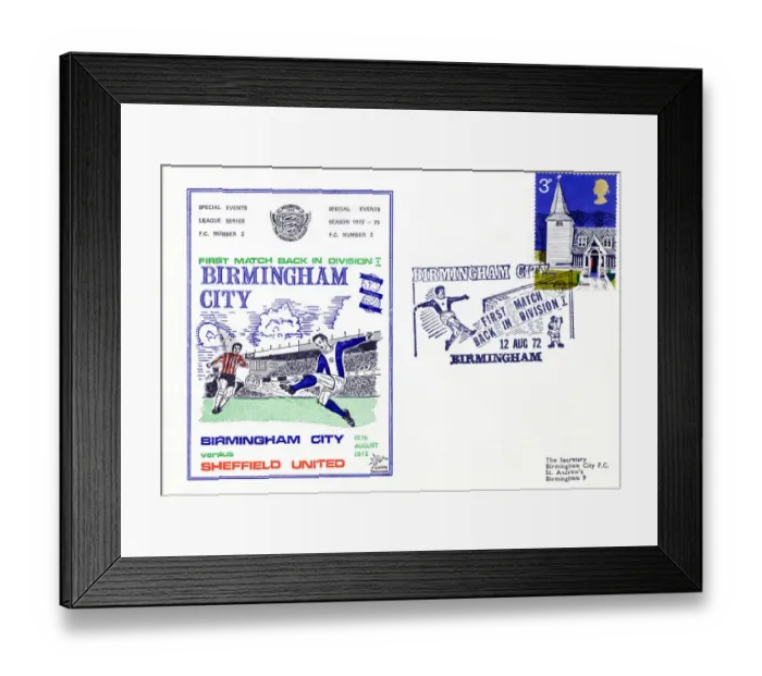Framed Print : First Day cover of Birmingham v Sheffield United league match