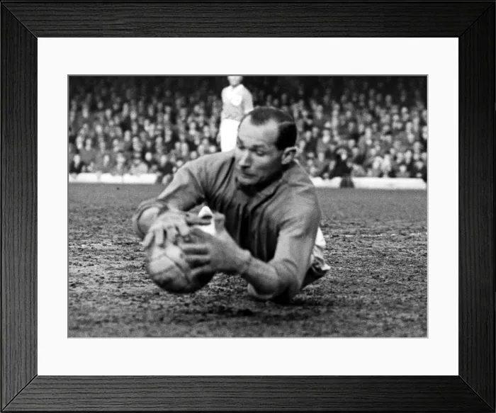 Framed Print : Gilbert Merrick Birmingham City Goalkeeper in action March 1957. a. k. a. Gil Merrick Framed Print : Gilbert Merrick Birmingham City Goalkeeper in action March 1957. a. k. a. Gil Merrick